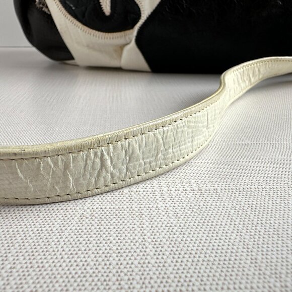 1980s Sharif Black and White Leather Crossbody - Picture 8 of 13